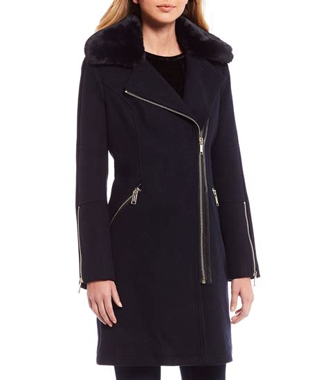 michael kors faux fur wool coat|michael kors fur coat women's.